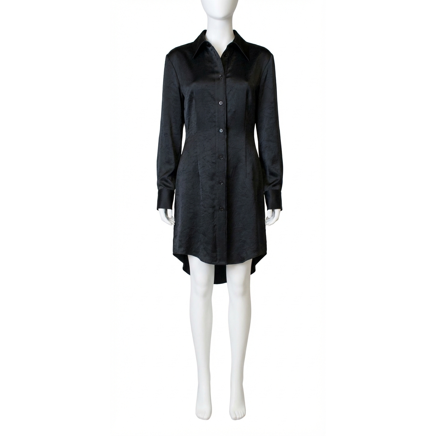 New Maison Margiela Silky Button Front Midi Dress In Black